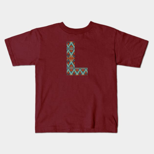 Letter L- boho design Kids T-Shirt by RinaMosaics